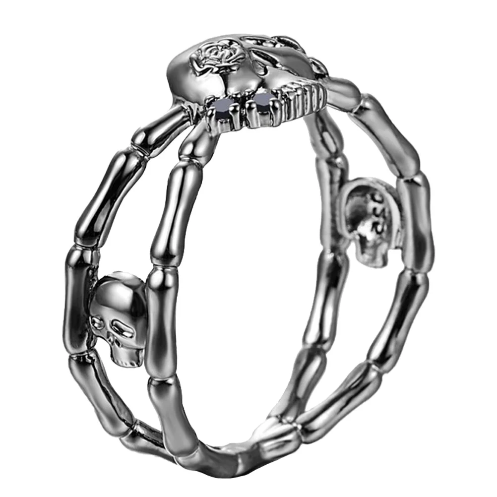 

Skull Ring Hand Jewelry Fashion Accessory Sterling Silver Retro Style Finger Platinum Plated Copper