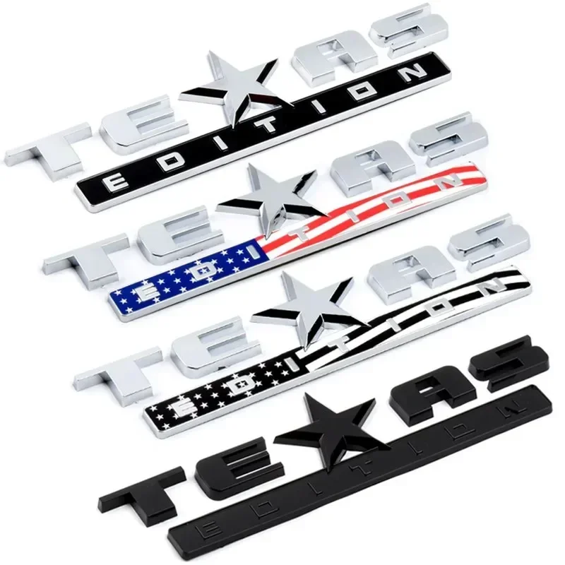 1pcs x Chrome Silver Black ABS TEXAS EDITION EMBLEM BADGE for CHEVY SILVERADO GMC SIERRA TRUNK STICKER DECAL