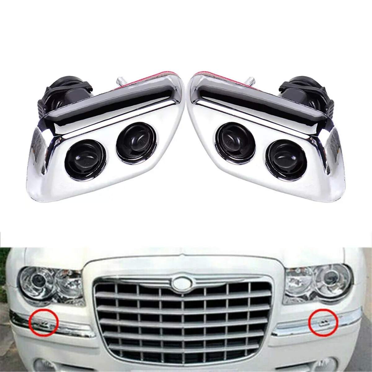 Classic 2X Head Light Lamp Windshield Washer Nozzles Jet DA805833AA Fit for Chrysler 300 C 2005-2007