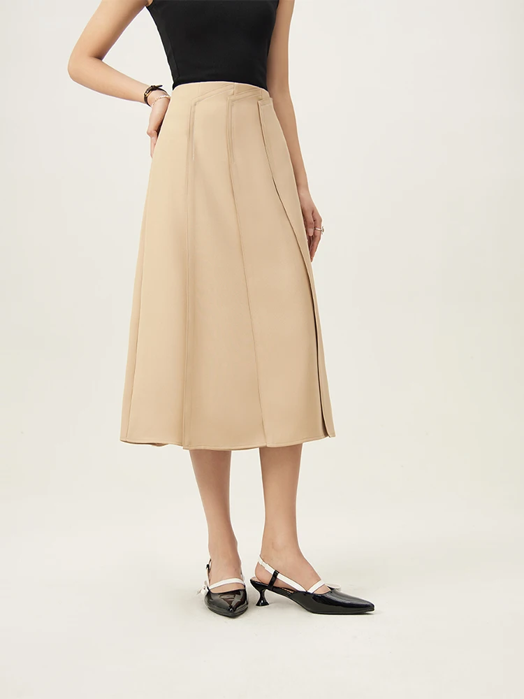 FSLE French Style Design Skirt for Women Spring Commuter Sense Mid-length Slim High-waisted A-line Skirt for Female 24FS11159