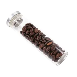 150mm 120mm Coffee Beans Storage Tube Display Glass Bottle with Metal Cap One Way Exhaust Valve Coffee Bean Container Sealed Jar