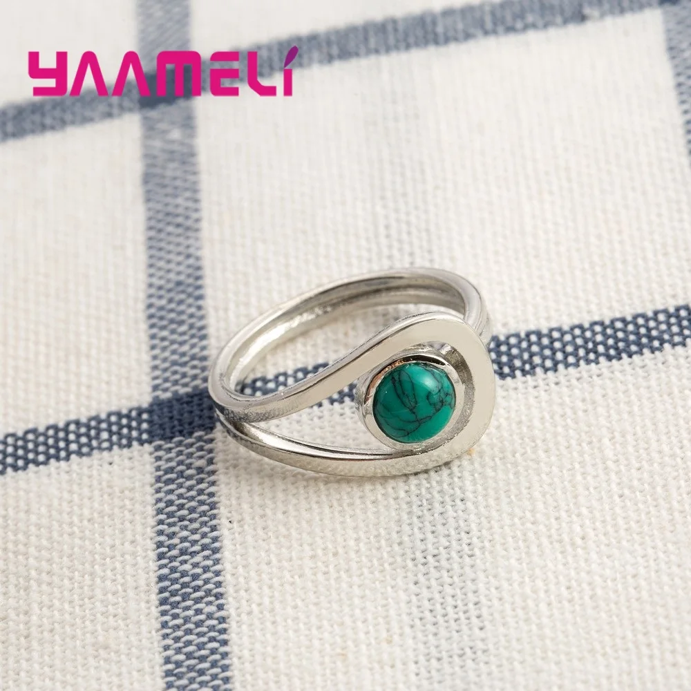 Top Quality 925 Sterling Silver Rings For Women Circle Fashion Jewelry Wholesale Pretty Party Beautiful Gift Opal Paved
