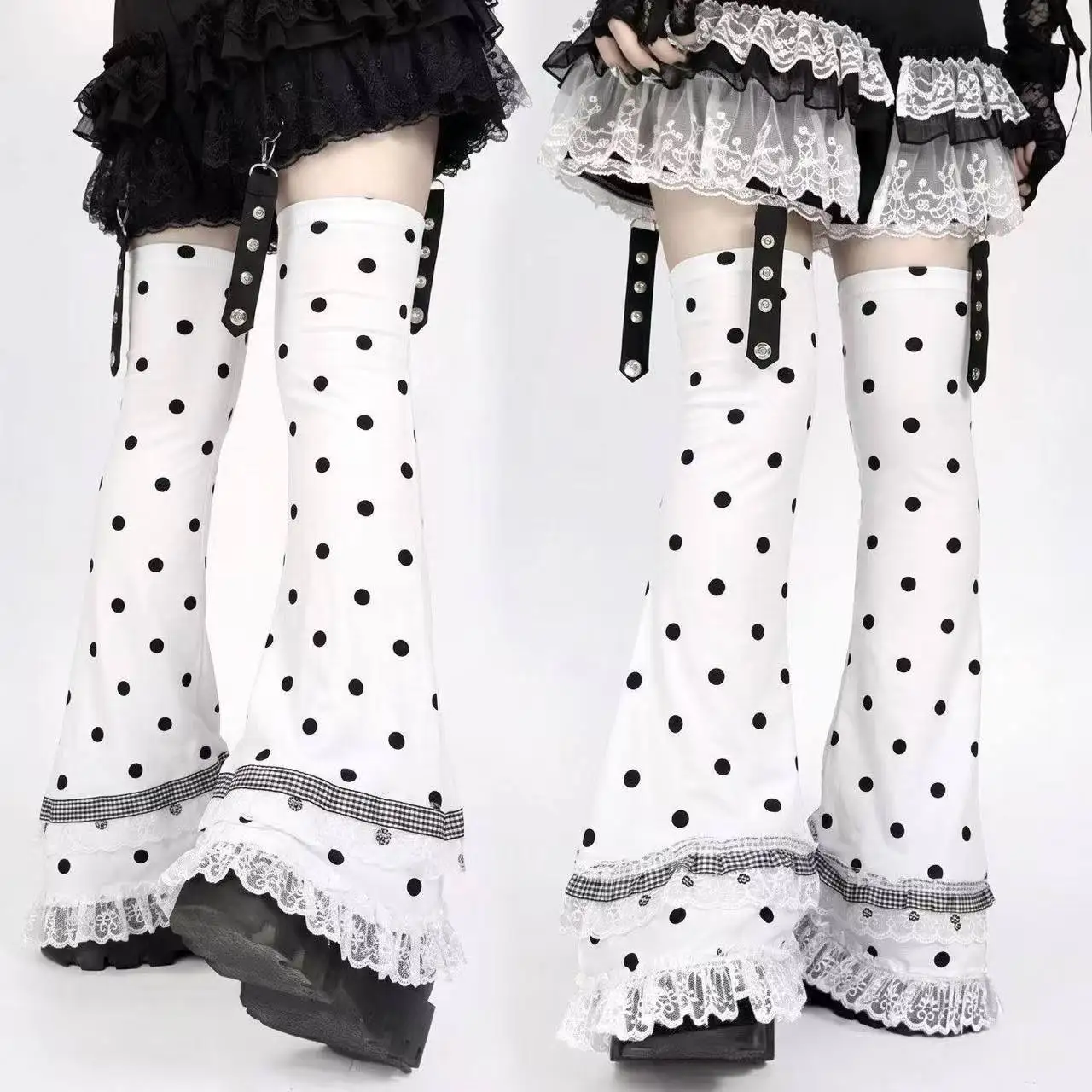 Women Harajuku Gothic Lolita Lace Knee High Leg Warmers Y2K Kawaii Flare Leg Socks Leg Cover Retro Party Accessory For Styling