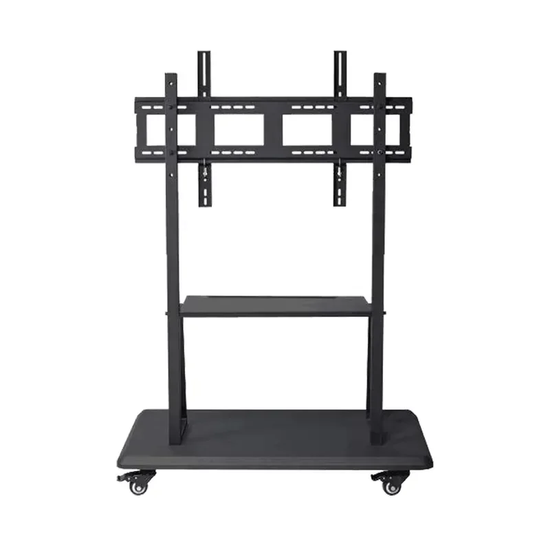 Mobile TV Stand Cart for 55 to 100 Inch Screens Height Adjustable Rolling Floor Mount Portable Bracket with Wheels for Home