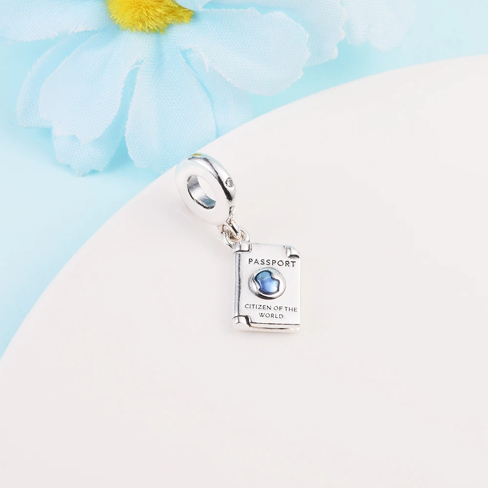 

Openable Passport Dangle Charm Keychain Women's Jewelry 925 Sterling Silver Charms Woman Kids Fashion Make Up Accessories