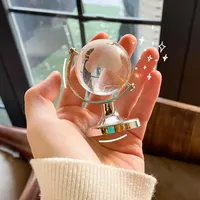 Round Earth Globe Clear Mini Rotating World Map Crystal Glass Balls Stand Desk Decoration Gifts Home Decor