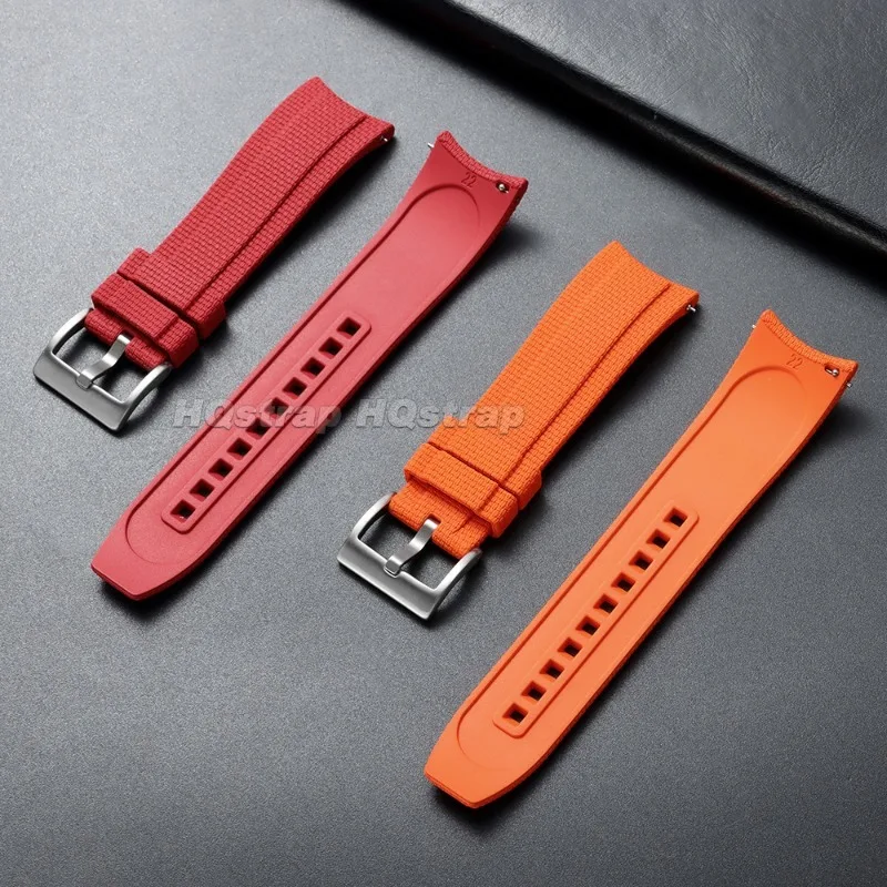 FKM-Gummi-Uhrenarmband mit gebogenem Ende, 20/21/22 mm, strukturierte Oberfläche, hochwertiges Fluorkautschuk-Armband für Seiko und Rolex, Schnellverschluss. – Detail 20