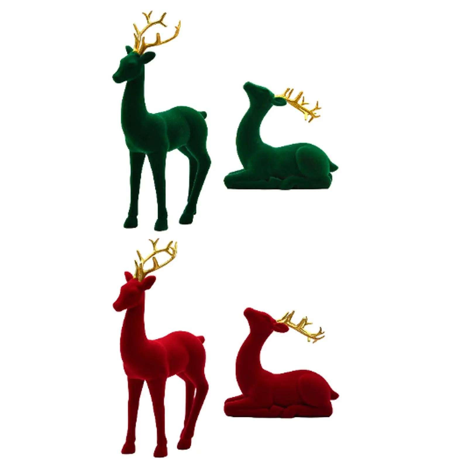 Reindeer Figurines Sitting Standing Deer Statues for Xmas Holiday Office