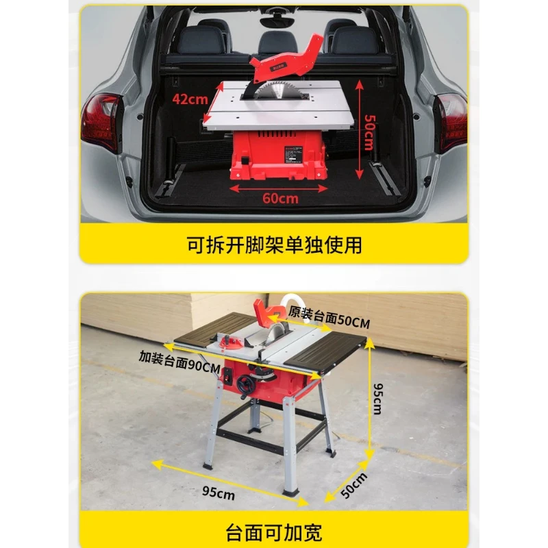 Dustless Table Saw for Woodworking, Benchtop Circular Saw with Stand for Wood Cutting, Sliding Table Saw for Home Workshop