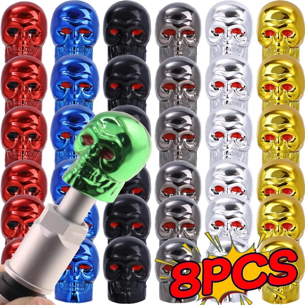 Car Tire Valve Cap Alloy Skull Head Auto Motorcycle Bicycle Nozzle Cap Decor Antirust Copper Core Wheel Plug Cover Accessories