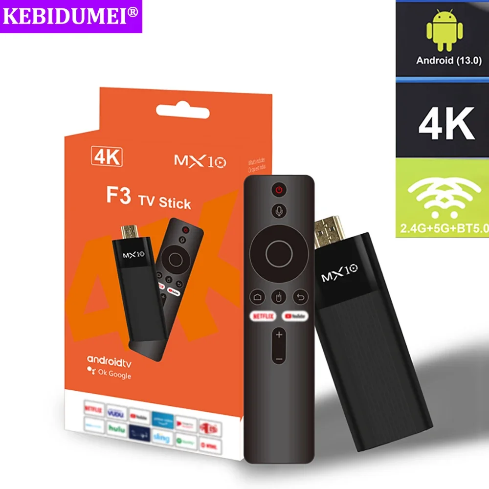 Android 13 Mini TV Stick 2.4G 5G Dual WiFi Bluetooth 5.0 Network Player HD TV Box Quad Core ARM Cortex A53 with Voice Remote