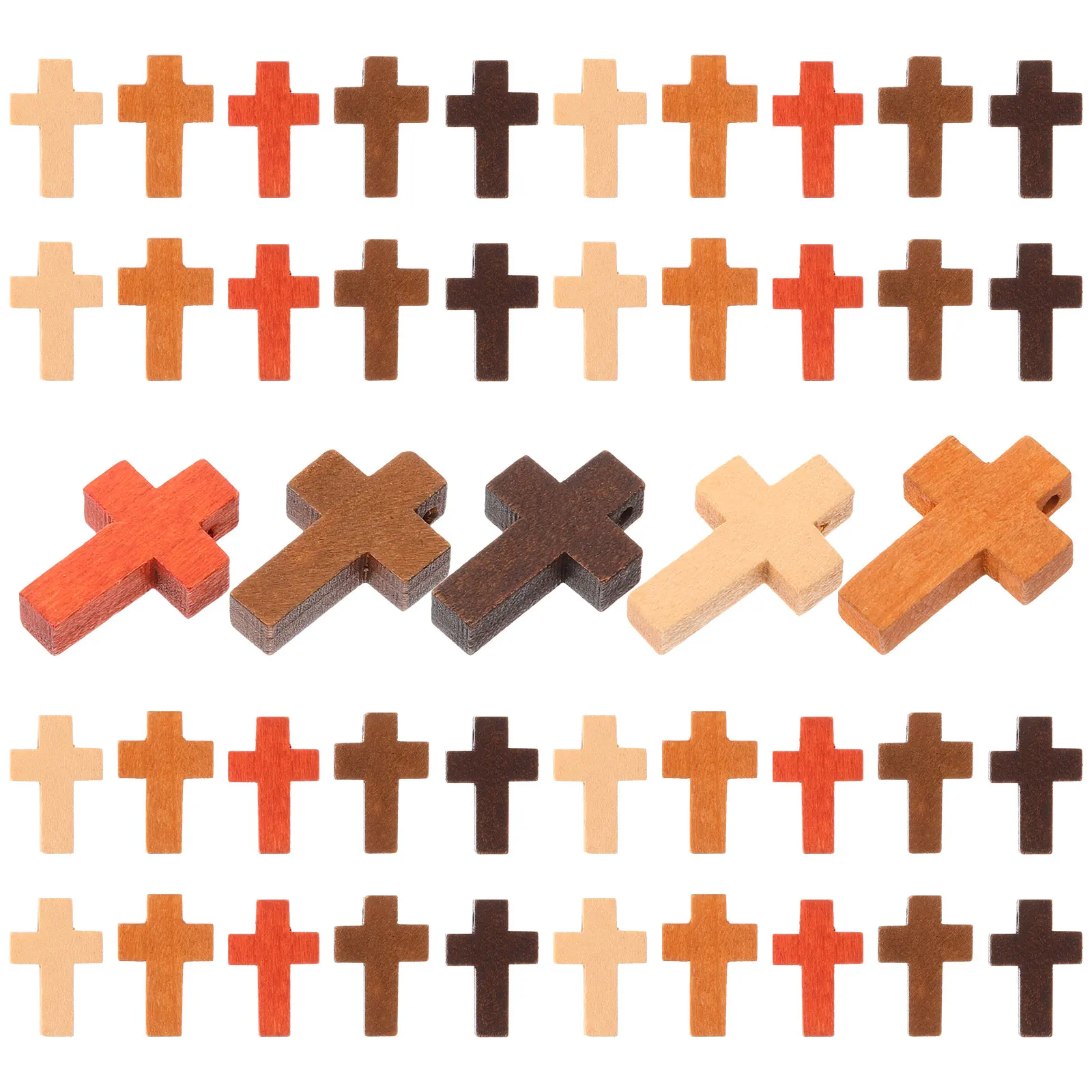 

50pcs Wooden Pendants for Necklaces Crafts Small Charms Jewelry Making Cross Charms Accessories Bracelet Decorations