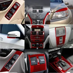 For Mercedes-Benz C Class W204 2007-2010 Red Carbon Fiber Car Stickers Interior Decoration Protection Styling Auto Accessories