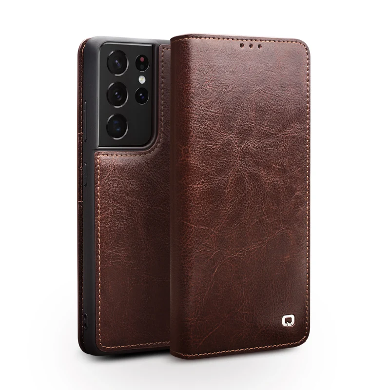 Qialino Luxury Genuine Leather Phone Cover For Samsung Galaxy S26 S25 S21 S22 S23 + Plus 5g Flip Case With Card Slots bag