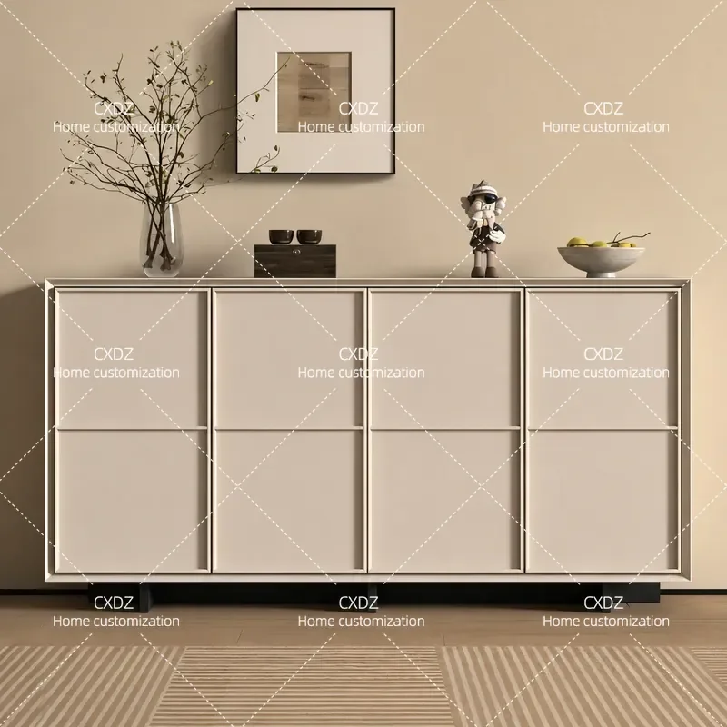 Simple Modern Painted Dining Side Cabinet Cream Style Entryway Shoe Storage Cabinet Living Room Decorative Organizer Unit