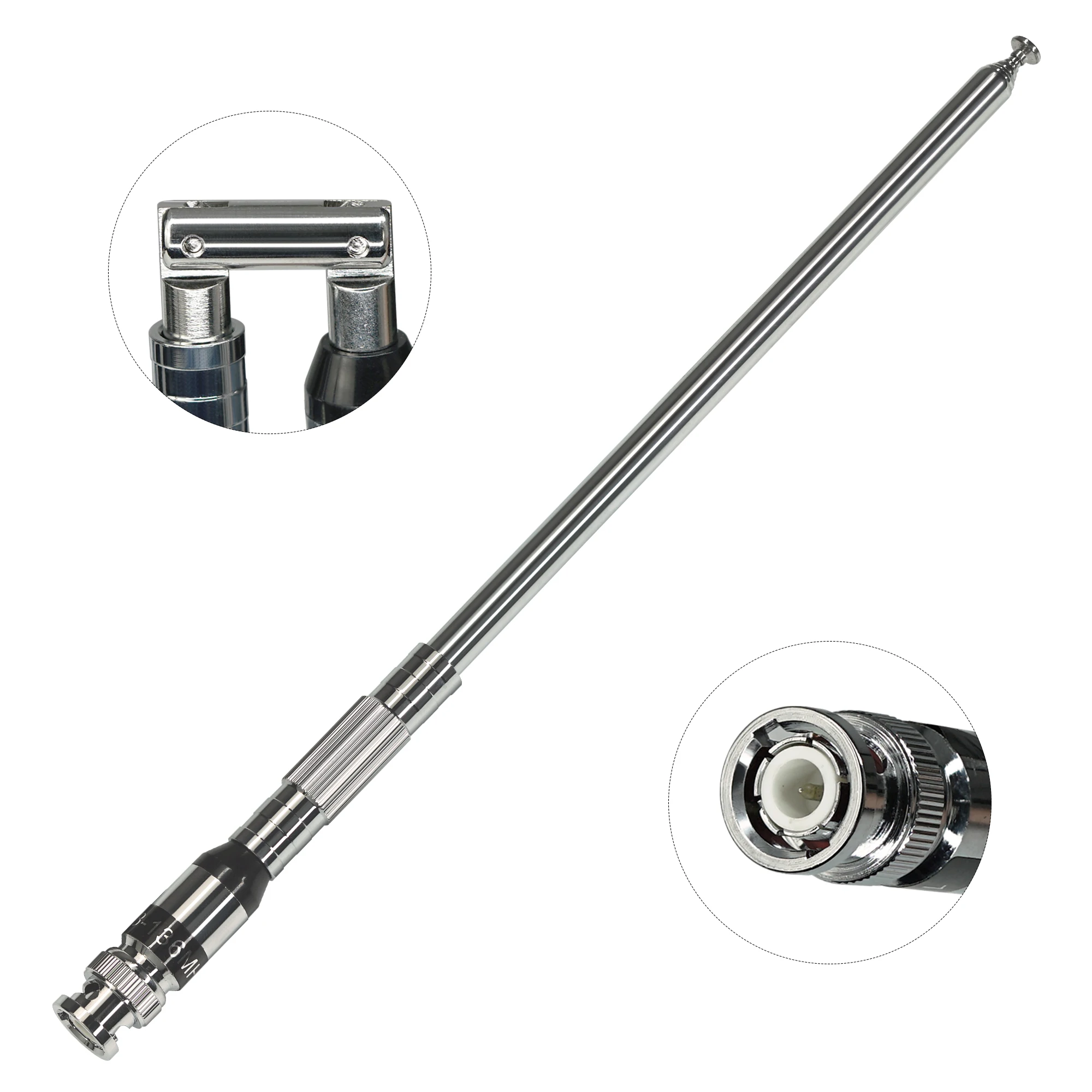 

Телескопическая антенна BNC высокого уровня, антенна FM-передатчика с длинным стержнем из нержавеющей стали 118–136 МГц, подходит для внутренней связи и FM-оборудования