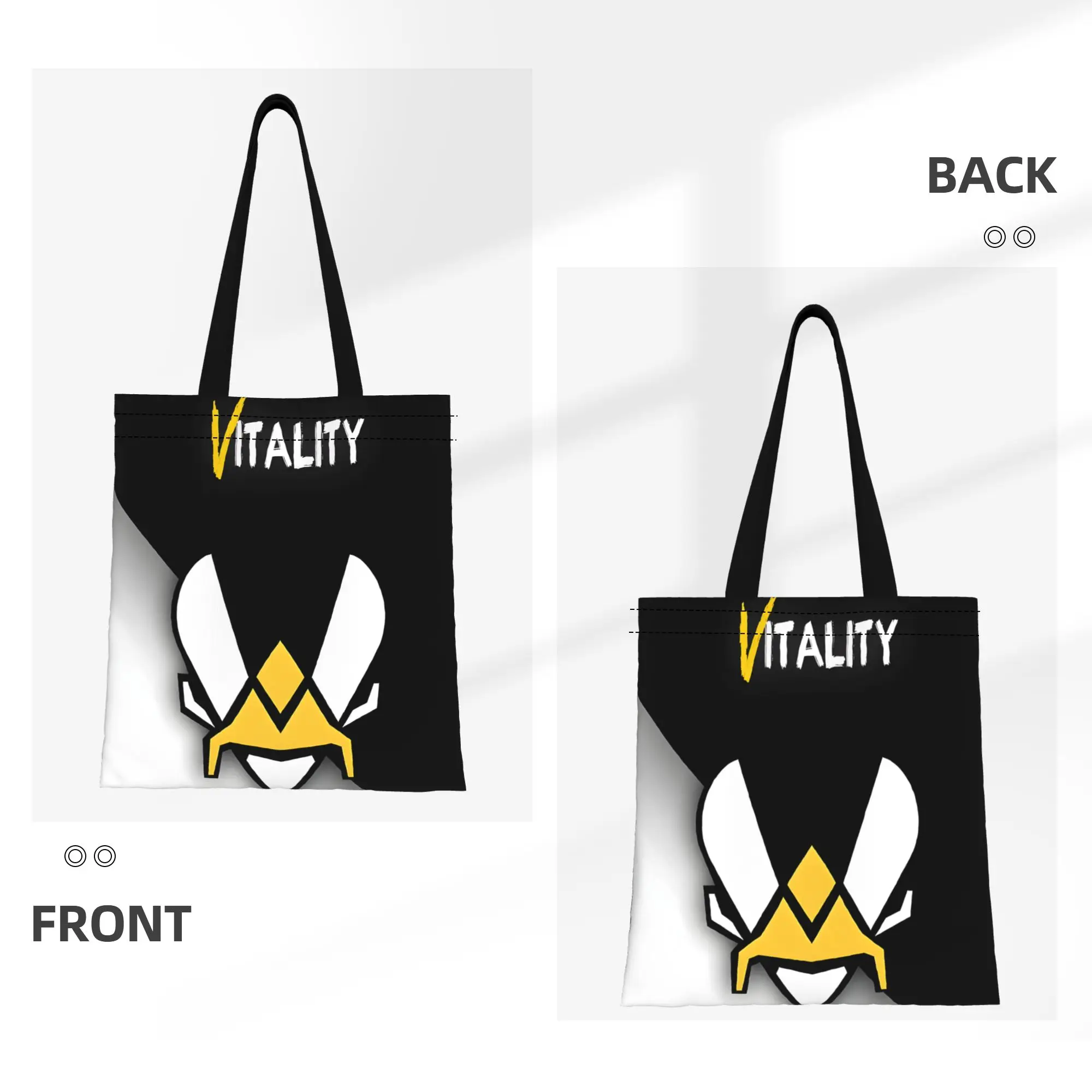 1PC Large Capacity French Esports FPS Game Fans VItality Canvas Tote Bag Foldable Chic Pattern No Closed Design