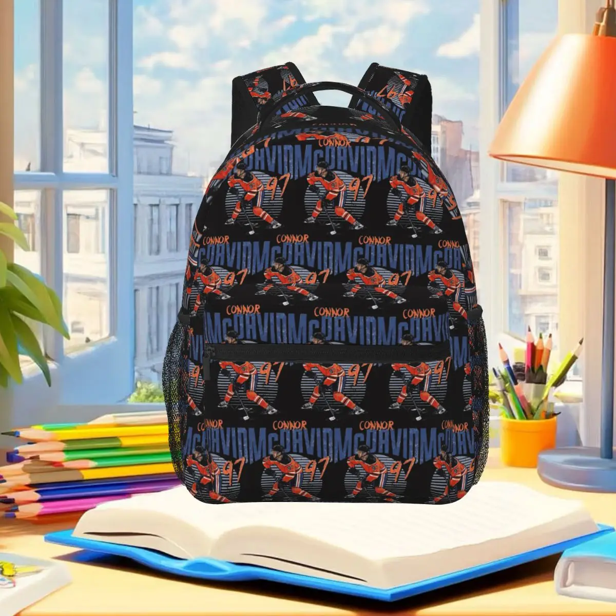 Connor McDavid 97 For Edmonton Oilers Fans Backpack Student Boys Girls BookBag School Bag Computer Shoulder Bags for Men Women