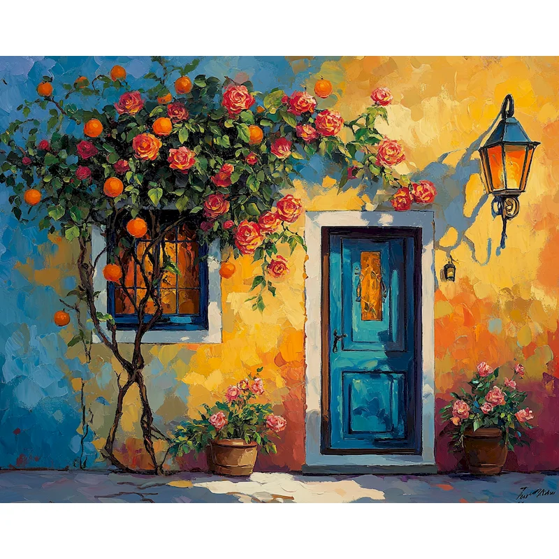 CHENISTORY Paint By Numbers For Adults Orange Tree Drawing Kit Handicraft Handiwork Art Landscape Number Painting Diy Crafts Uni