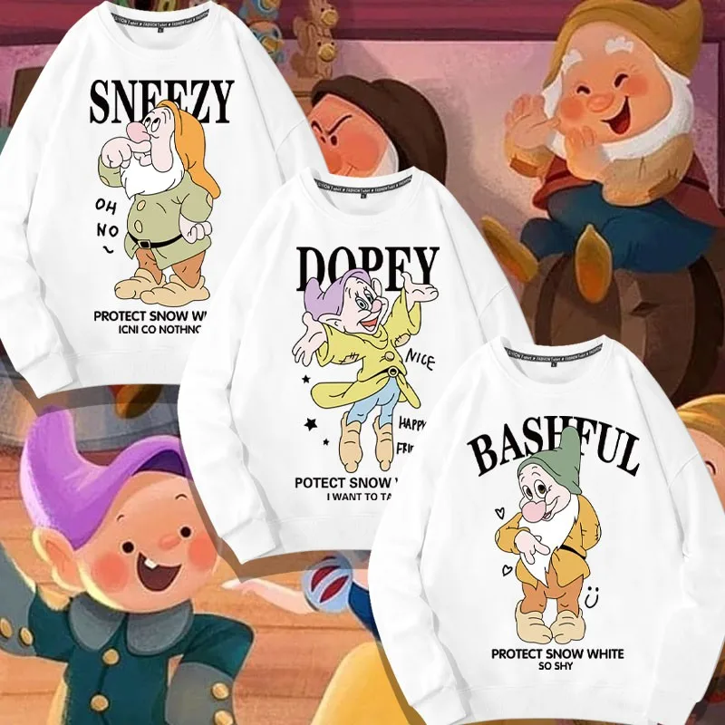 

Cartoon Seven Dwarfs Co-branded Crewneck Hoodie Children Disney Around Girls Clothing Fall Coat Trend