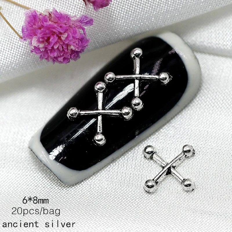 20 teile/beutel Mischfarbe Punk Stil Kreuz Nagel Charme Ausschnitt Pentagramm DIY Nagel Kunst Dekoration Zubehör für Nagel Liefert