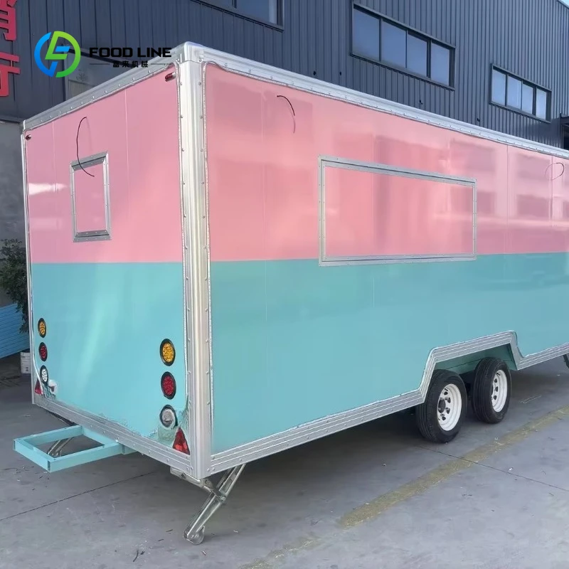 Customized Towable Food Trailer Pizza and Snack Food Trailer Square Design Fully Equipped Kitchen Van for Sale Easy to Transport