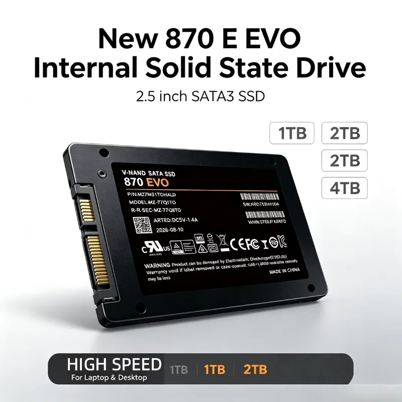 New 870 EVO Internal Solid State Drive 2.5 Inch SATA3 SSD 1TB 2TB 4TB Hard Disk Solid State Drive for Laptop Desktop