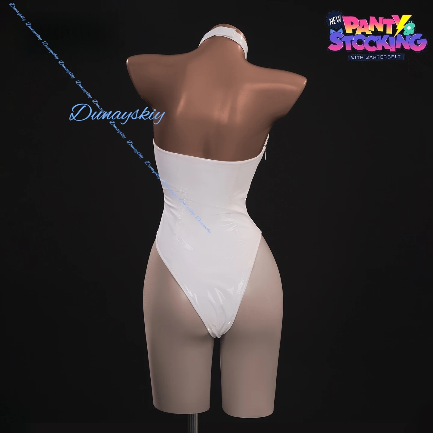 Gunsmith Bitchhh Cosplay Costume Wig Shoe cover Anime New Panty Stocking with Garterbelt White Bodysuit Glasses Halloween Party