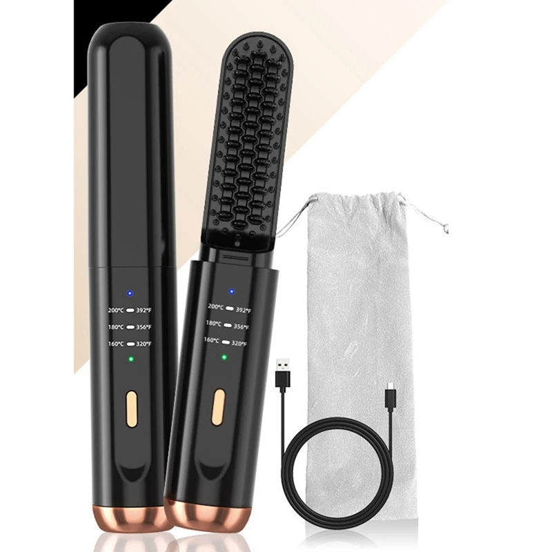 

Multifunctional Fast Heated Straightener Brush Negative Ions Electric Hot Comb Hair (Black)