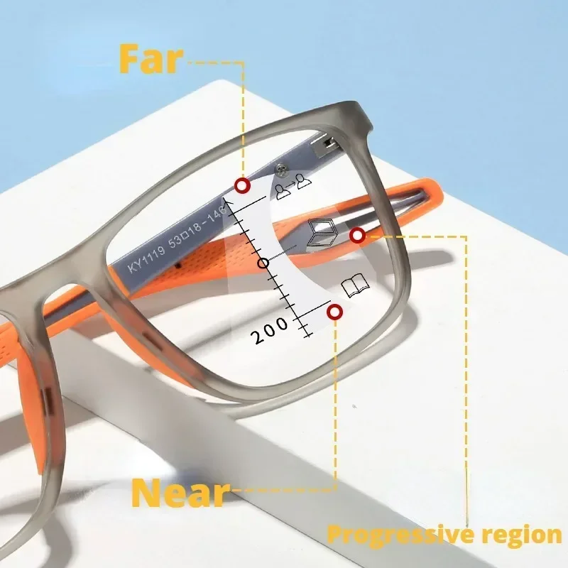 Photochromic TR90 Anti-Blue Light Multifocalแว่นตาอ่านหนังสือใหม่Progressive Near Farแว่นตาผู้ชายผู้หญิงกีฬาแว่นตา