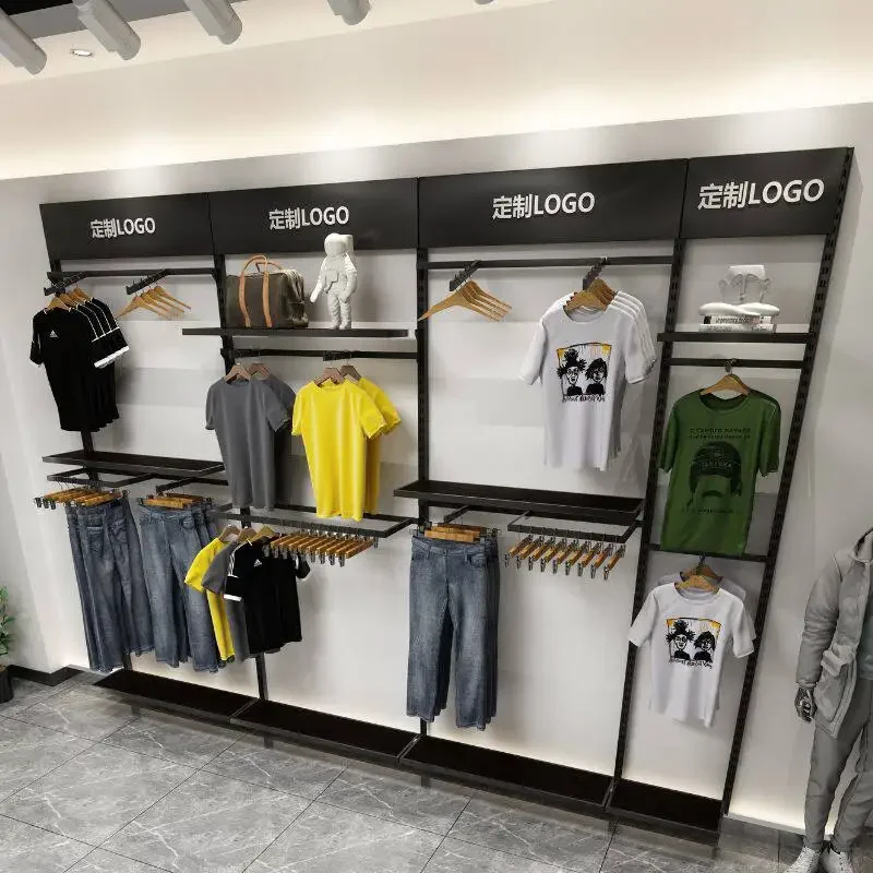 AdvancedClothing Store Hanger Special Display Rack On The Wall Men's Clothing Store Shelf High-end Combination Hanger Double-lay