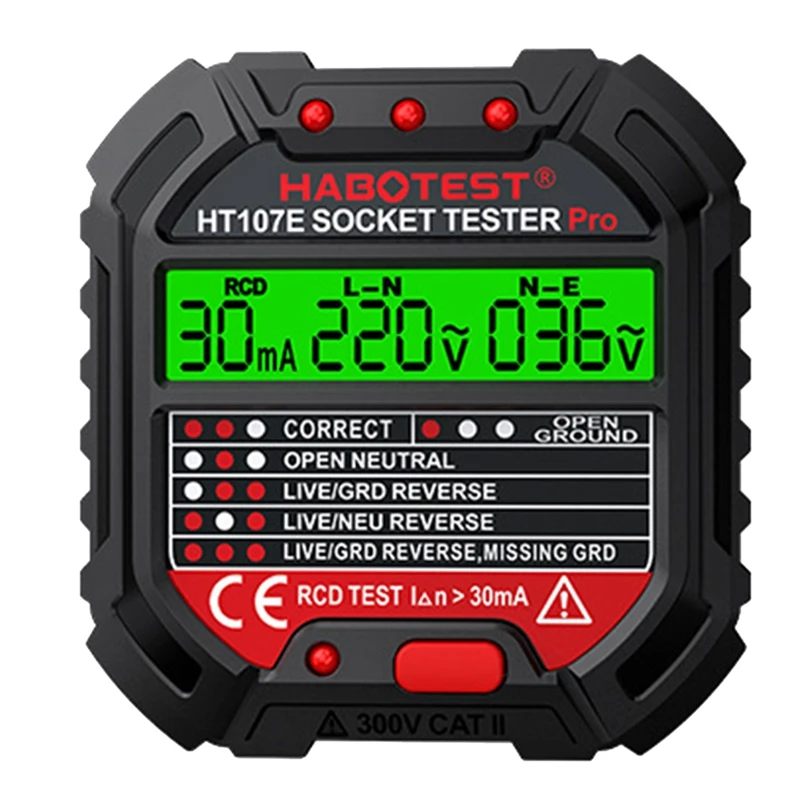 HABOTEST Electric Socket Tester Detector Ground Zero Line Plug Electrical Instruments Circuit Breaker Finders UK Plug