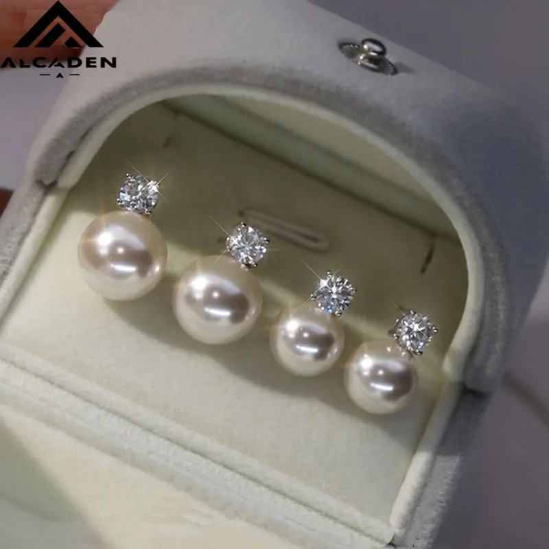 New Fashio Elegant Shell Pearl Earrings For Women with 5A Zirconia Earring Jewelry Female Accessorie Mother Day Gifts