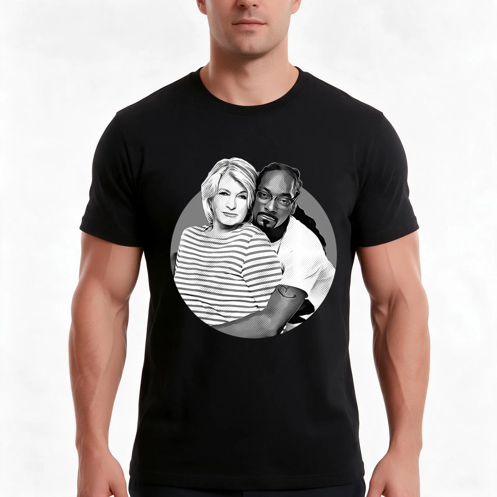 Martha Stewart - Snoop and Martha T-Shirt, Summer Casual Cotton Tee, Oversized Streetwear Tops, Vintage Graphic Print