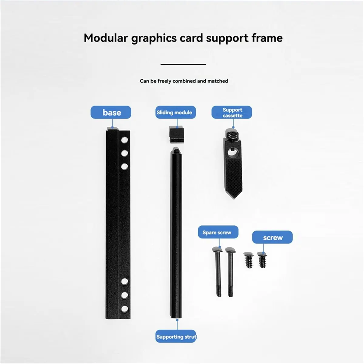 A46U Computer Graphics Card Holder Sliding Adjustable GPU Brace Video Card Holder for Computer Component GPU Stand Black