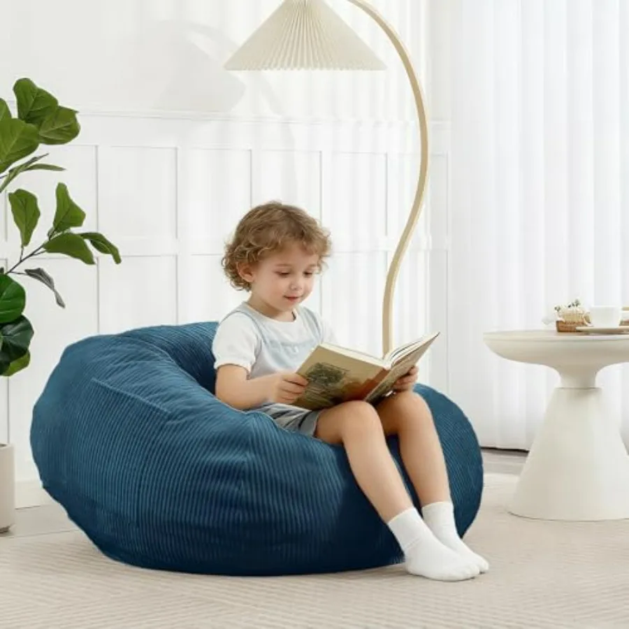 

Bean Bag Chair with Corduroy Cover and Memory Foam Filled for Teens and,Small Comfy Fluffy Floor Chair for Living Room Bedroom