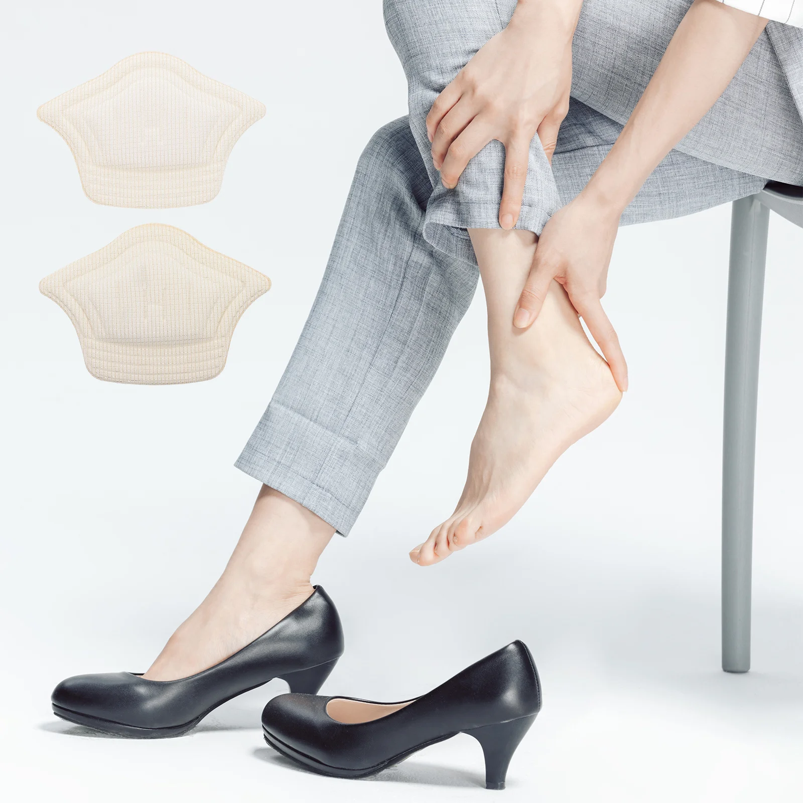 

3Pairs Heel Protective Cushion Pads Sticky Sponge Cloth Non-Slip Heel Pads Reduce Blisters Fit Most Shoes Paster