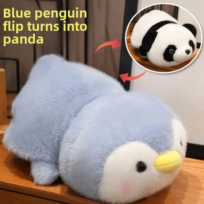 25/35CM Creative Plush Panda Turn to Penguin Plush Toys Elephant Kawaii Flip Animal Pillow Dolls Stuffed Toy Birthday Gift