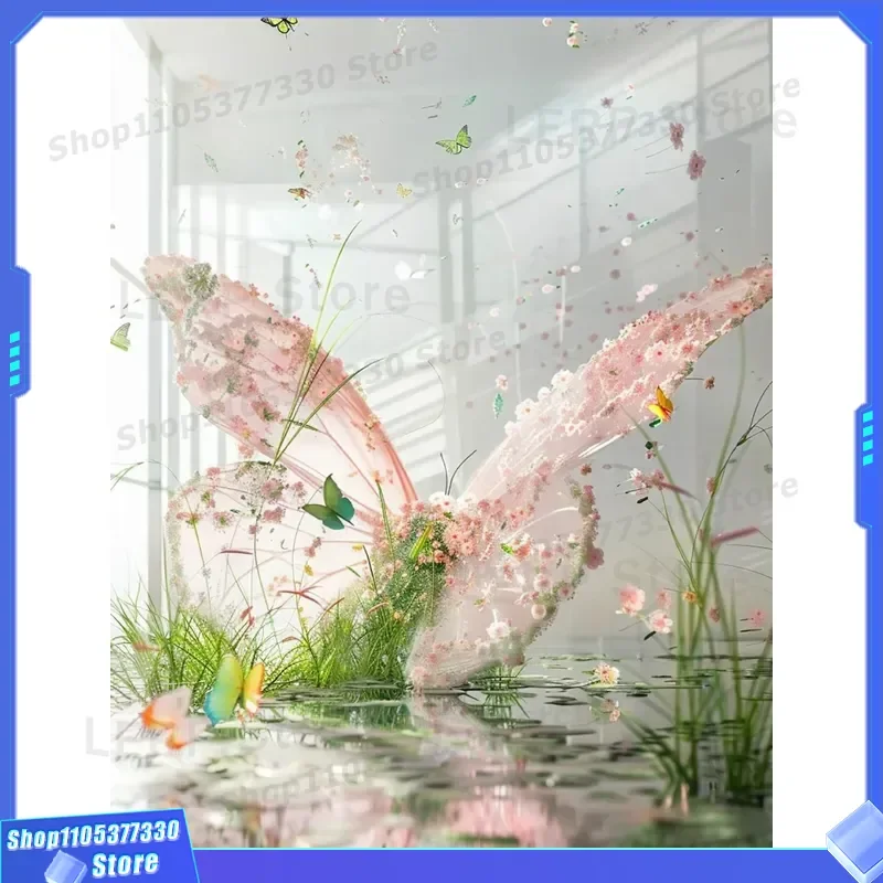 Giant Wrought Iron Butterfly Wall Decor with Eugen Yarn Wings for Mori Style Wedding Window Display Home Garden Landscape Art