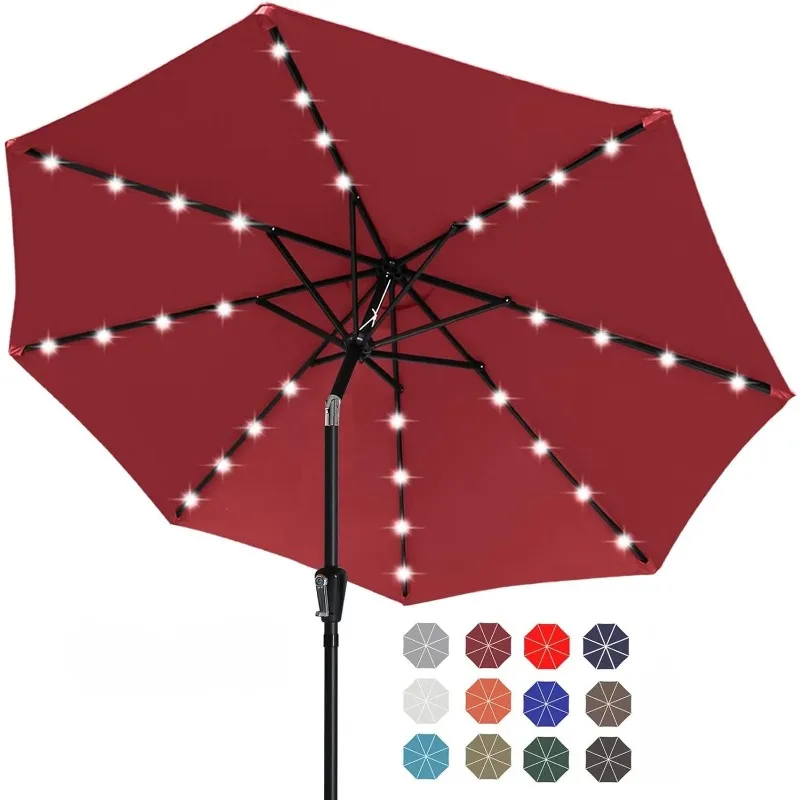 

Durable Solar Led Patio Umbrellas with 32LED Lights 9FT