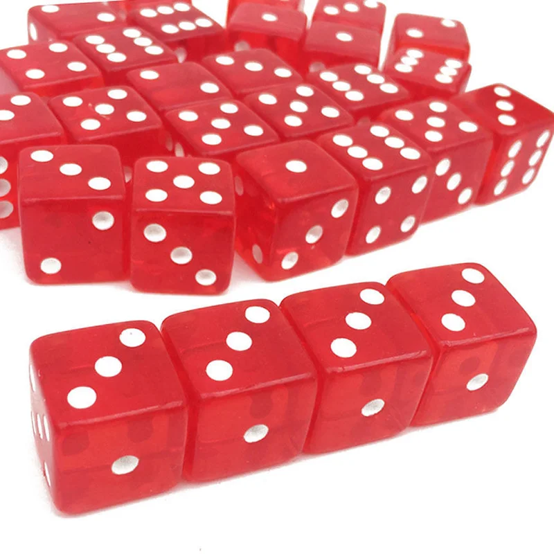 10pcs/set Transparent Red Dice Right Angle Dice Board Game Accessories 19mm