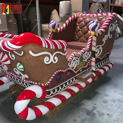 Outdoor large reindeer santa sleigh christmas decoration artificial fiberglass ornaments life size santa sleigh for sale