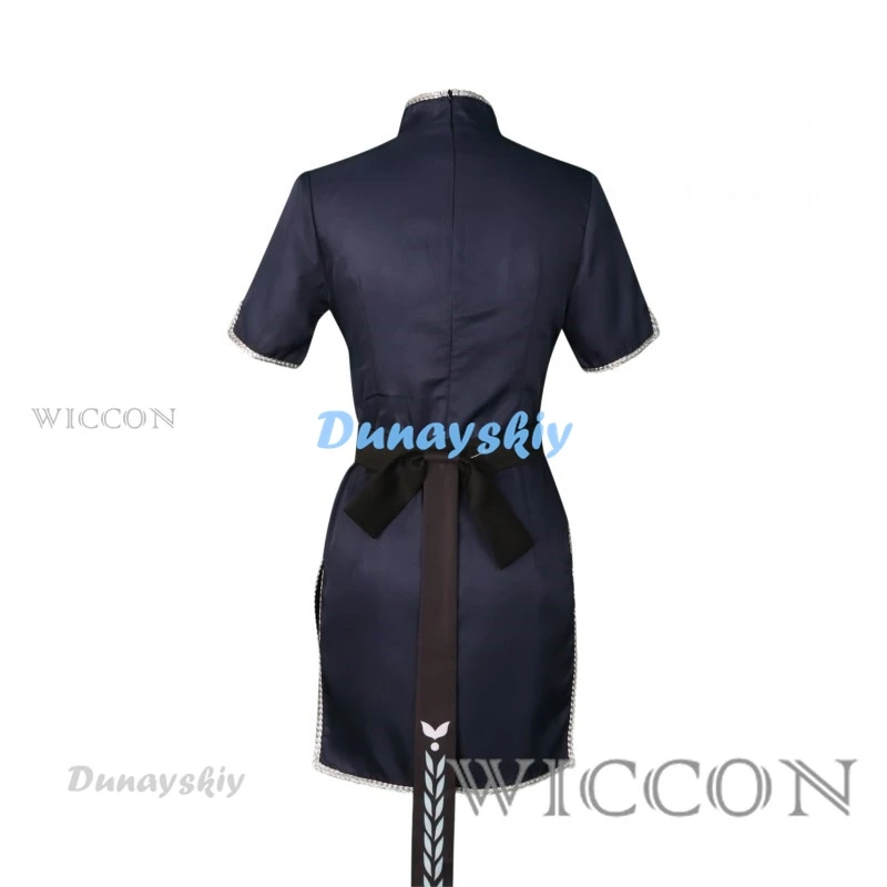 Anime niebieskie archiwum Cosplay Sunohara Shun Chilhood Cosplay garnitur ciemnoniebieska sukienka w stylu Cheongsam spinki do włosów kobiety