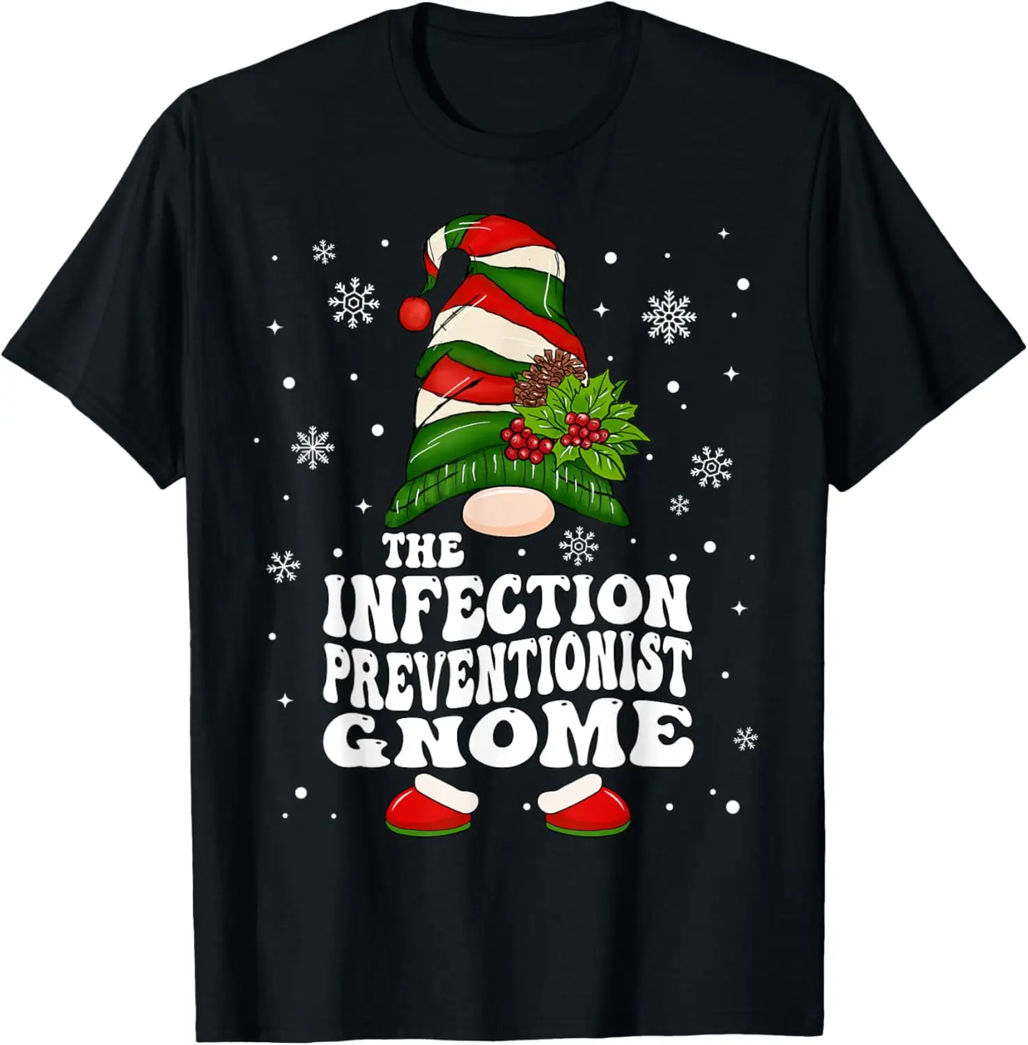 Infection Preventionist Gnome Groovy Christmas IP Nurse T-Shirt