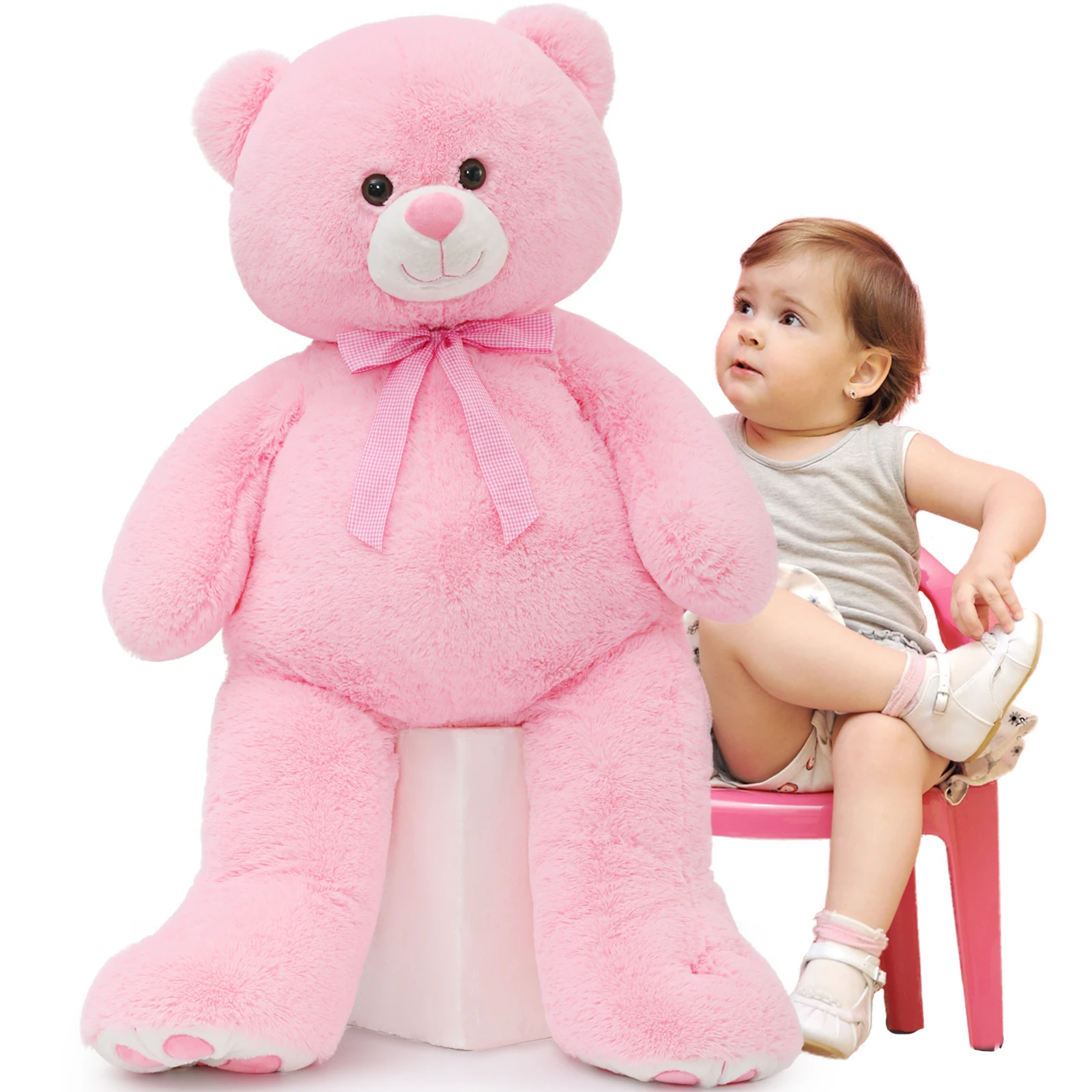 

Tezituor 43 Inch Pink Teddy Bear Stuffed Aniamls, Giant Teddy Bear Plush Toys with Big Footprint, Large Stuffed Bear Plush