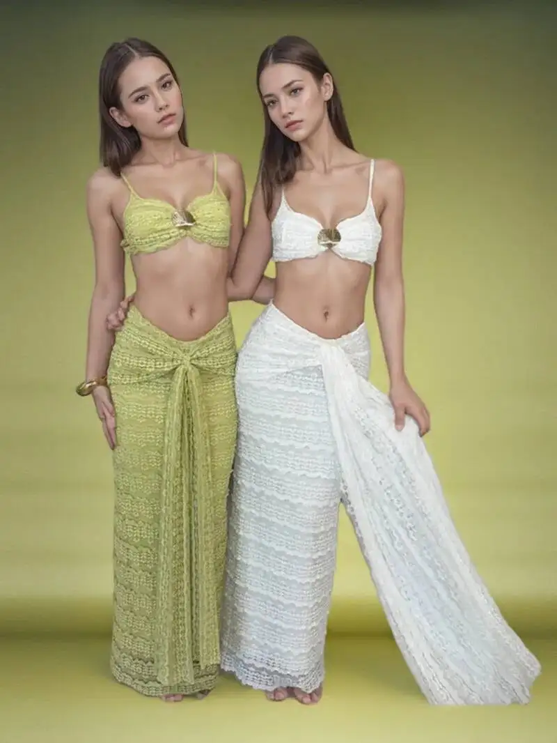 

Пляжный жилет, длинная юбка, комплекты, сексуальный укороченный топ без рукавов с открытой спиной, юбки с узлом, летние женские комплекты из 2 предметов PI6V