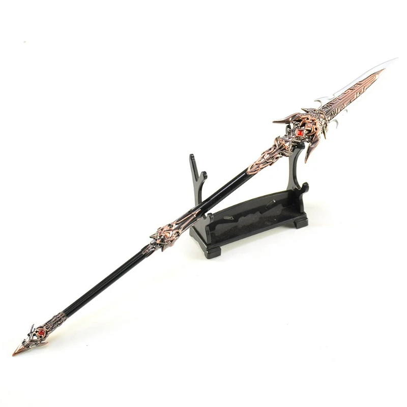 30cm/11.81in Naraka:Bladepoint Zhenshan River Long spear Metal weapon model Game Peripherals Desk Sword Ornament Cosplay Boy Toy