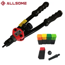 ALLSOME BT-606 RIVET NUT TOOL Hand Blind Riveter Hand Riveter Rivet Gun with 5 Metric Mandrels 50pcs Rivnuts