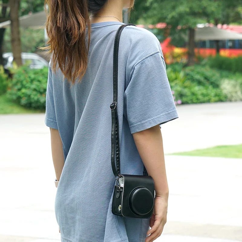 Für fujifilm instax mini90 kamera tasche kamera tasche abdeckung schutz aufbewahrung tasche pu leder retro mit schulter gurt direktes foto