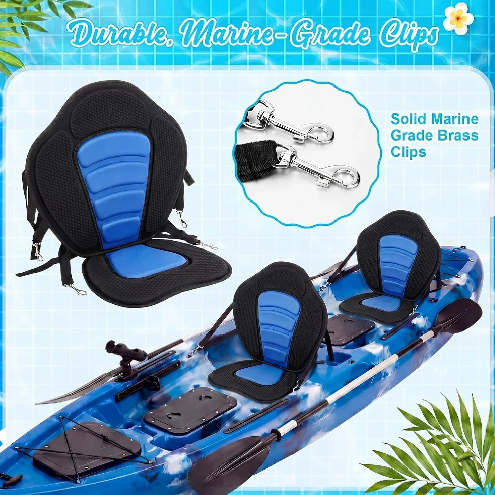 Replacement Kayak Seat with Detachable Bag, Comfort Padded SUP Paddleboard Seat, Adjustable Straps,Shock Absorbing Pad for Water